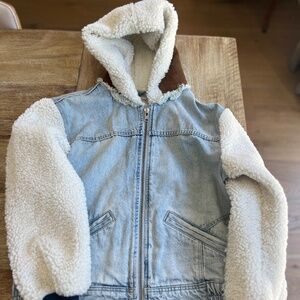 Free People Denim and Sherpa Jacket